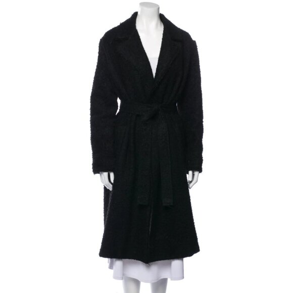 HELMUT LANG XS Alpaca Shaggy Fur Wool Coat BLACK